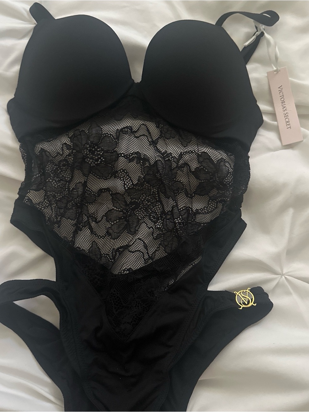 Victoria's Secret Black Lace Bodysuit